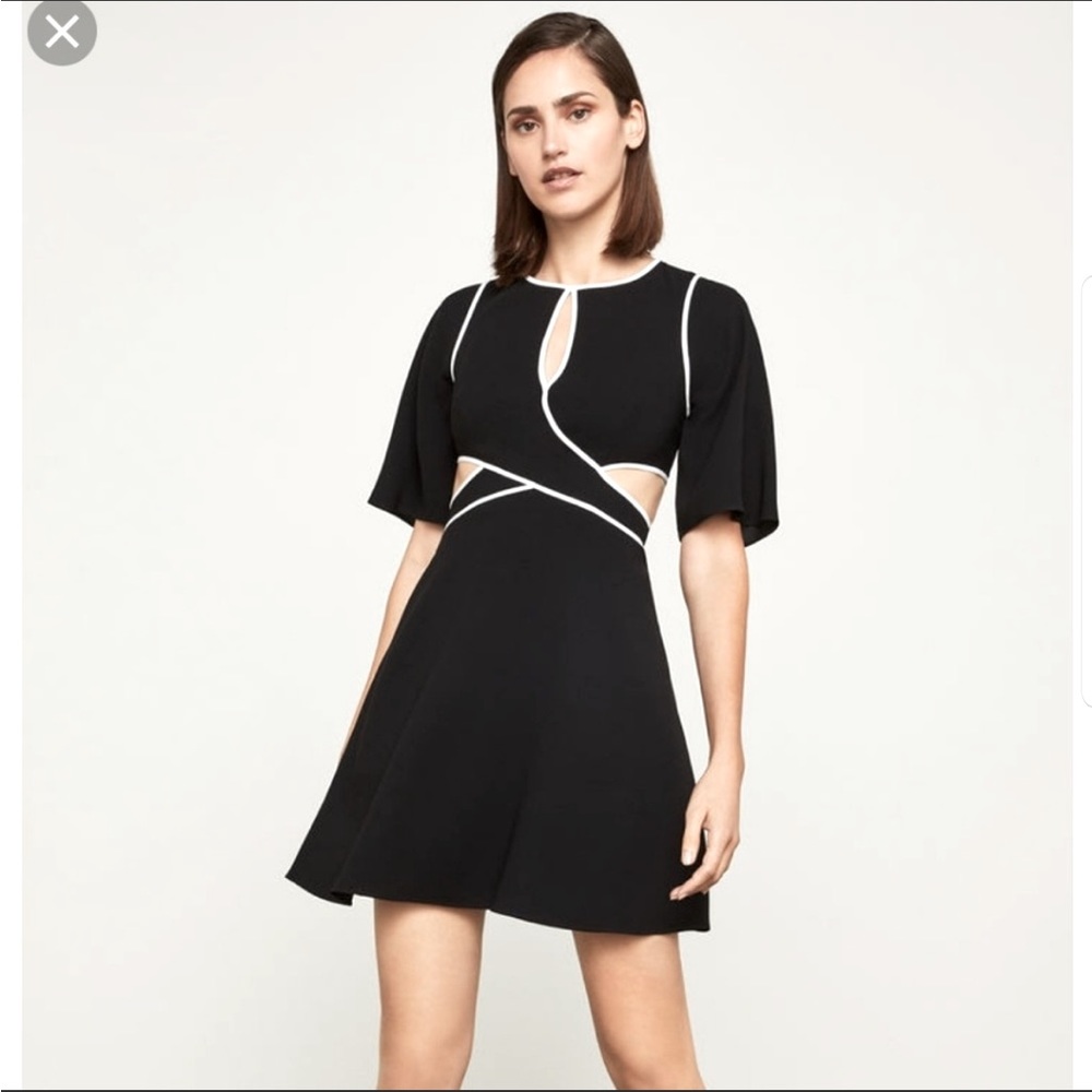 NWT BCBGMAXAZRIA Cut Out Black White Dress